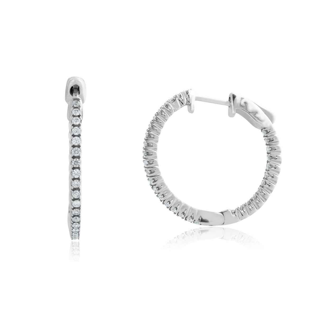 1/2 ct. tw. Diamond Inside-Out Hoop Earrings in 14K White Gold