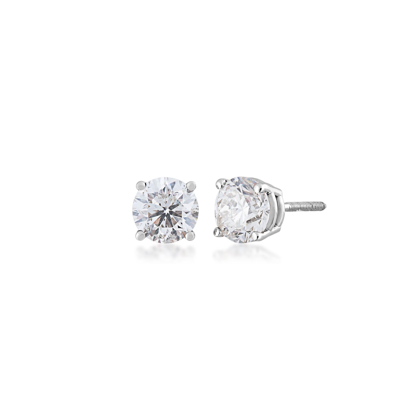 2 ct. tw. Round Brilliant Diamond Solitaire Stud Earrings in 14K White Gold