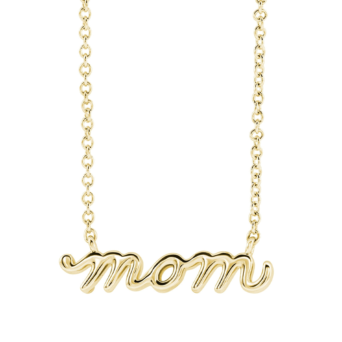 Mom Script Necklace in 14K Yellow Gold