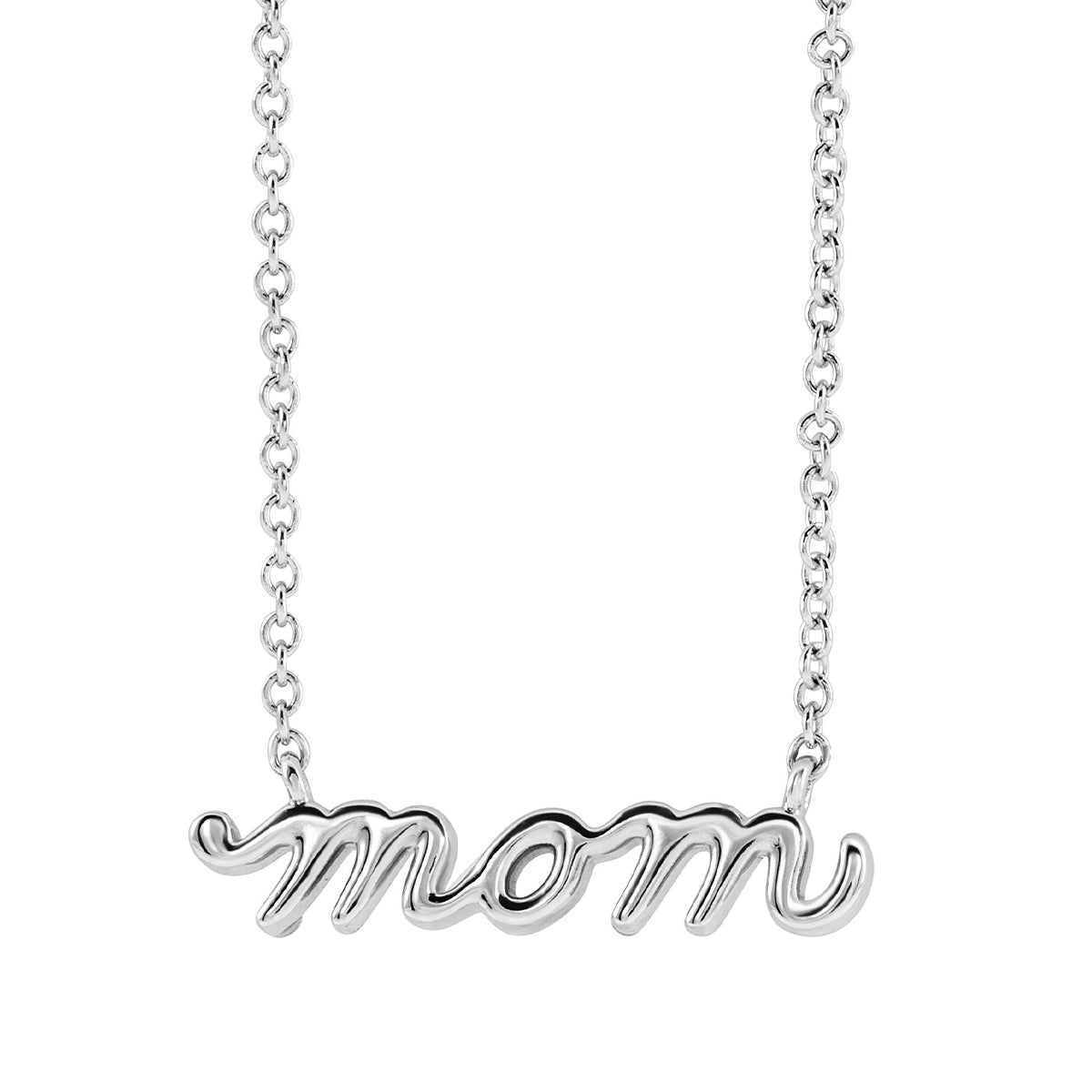 Mom Script Necklace in Sterling Silver