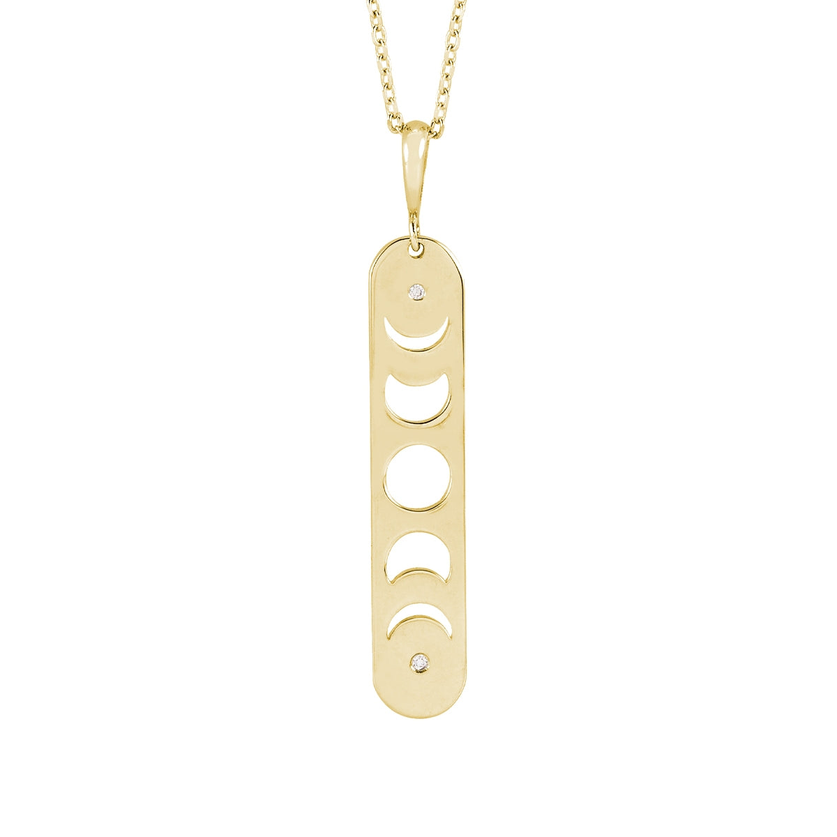 Diamond Accent Moon Phase Pendant in 14K Yellow Gold