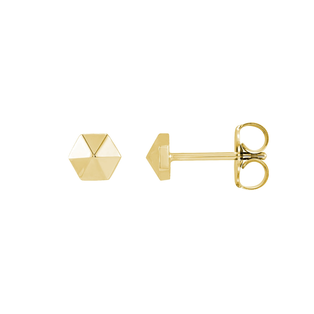 Hexagon Stud Earrings in 14K Yellow Gold