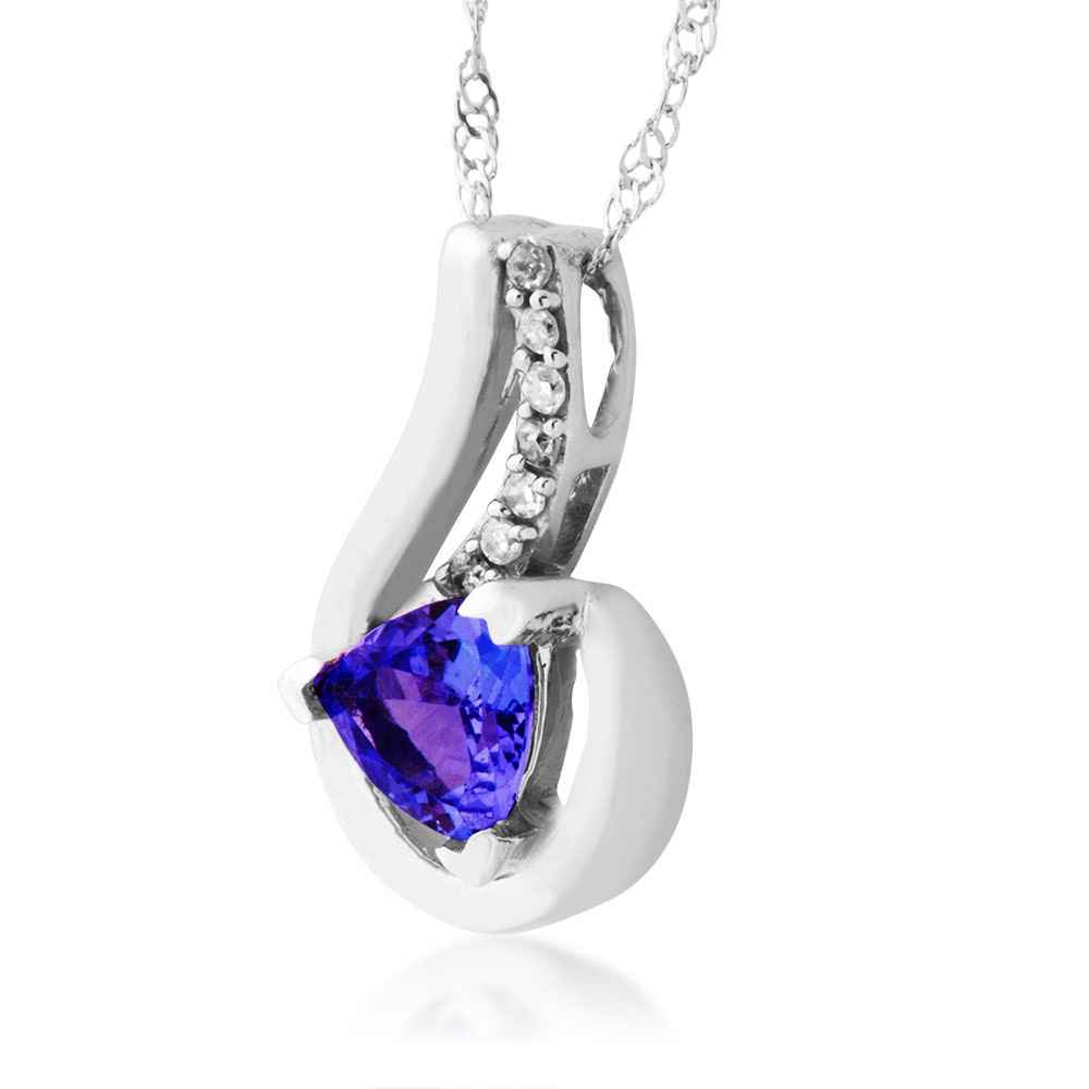 Created Trillion Cut Alexandrite Pendant with .05 ct. tw. Diamond Accent in 10K White Gold