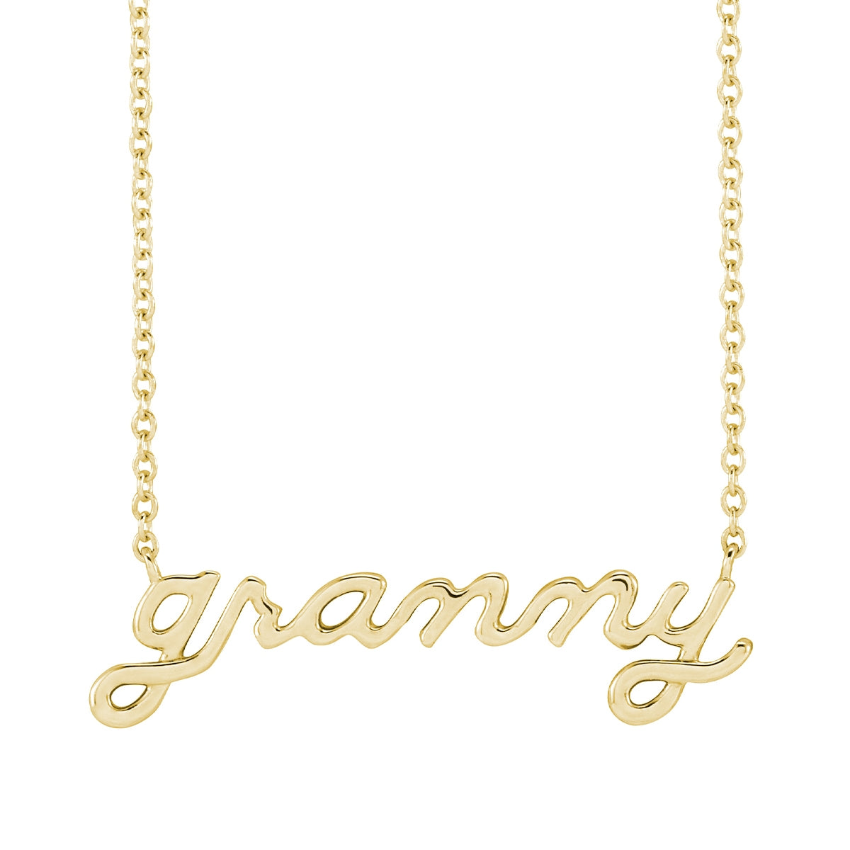 Granny Script Necklace in 14K Yellow Gold