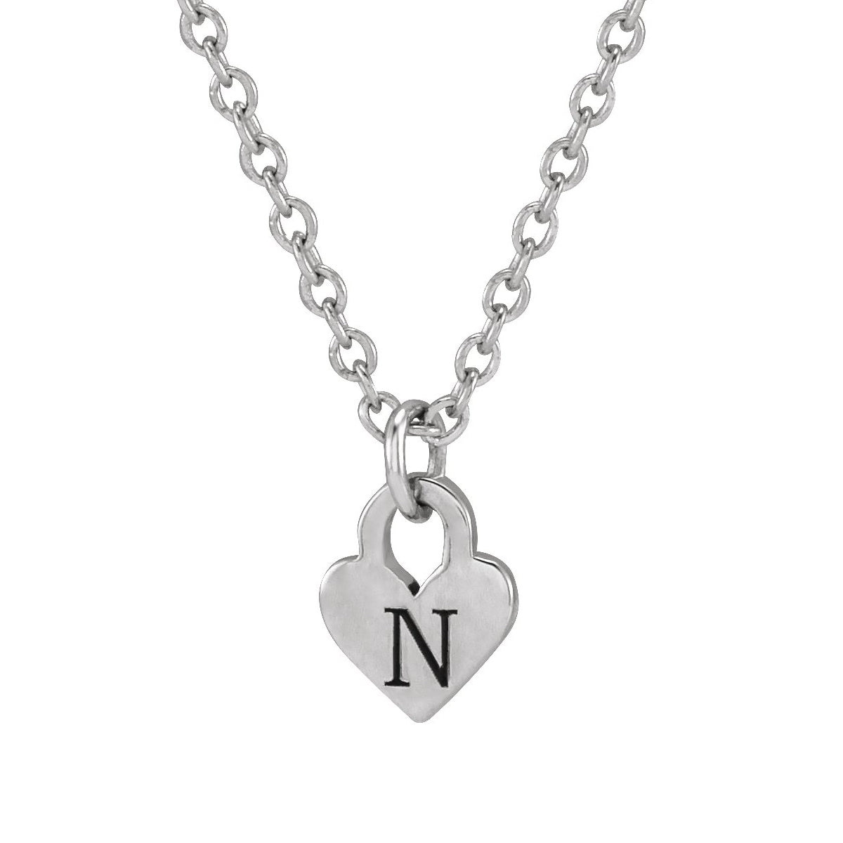 Engravable Heart Pendant in Sterling Silver front view
