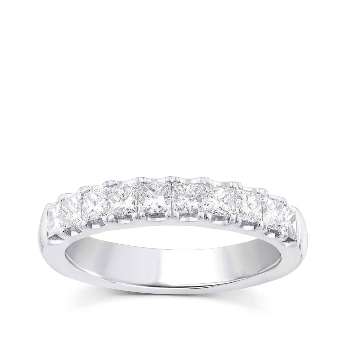 1 ct. tw. Anniversary Band with Ten Princess Cut Diamonds Prong Set in 14K White Gold