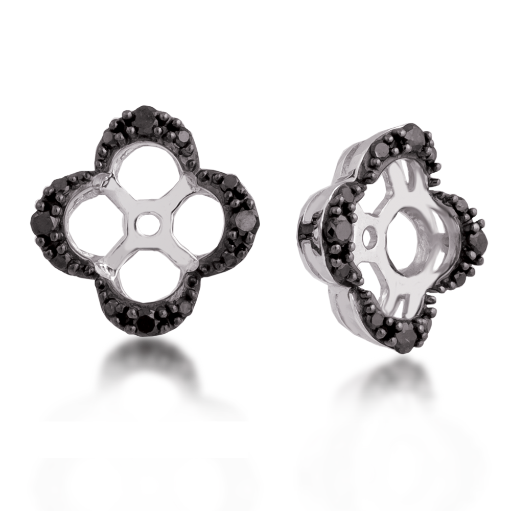 Treated Black Diamond Earring Jackets in White Gold