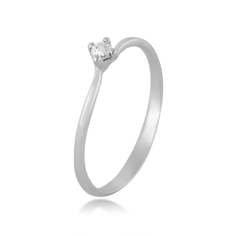1/100 ct. tw. Round Diamond Promise Ring with Miracle Plating in 10K White Gold close-up detail