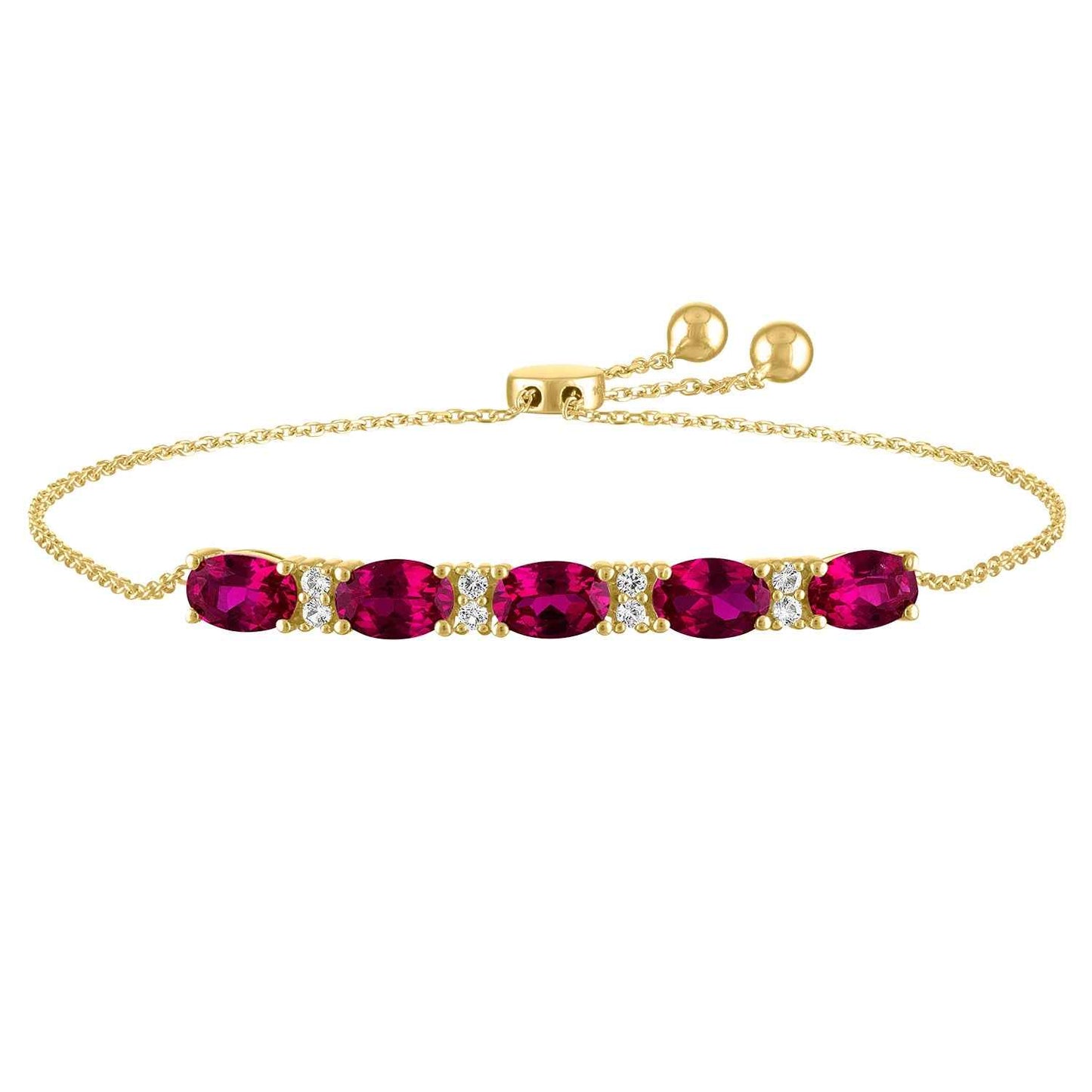 Created Ruby and Sapphire Bolo Bracelet in 10K Yellow Gold