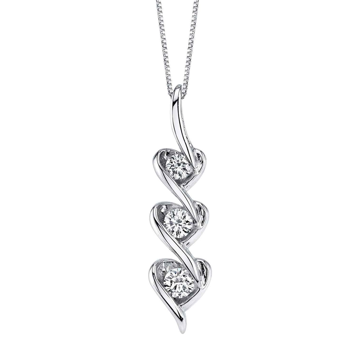 Sirena 1/3 ct. tw. Diamond 3-Heart Waterfall Fashion Pendant in 10K White Gold