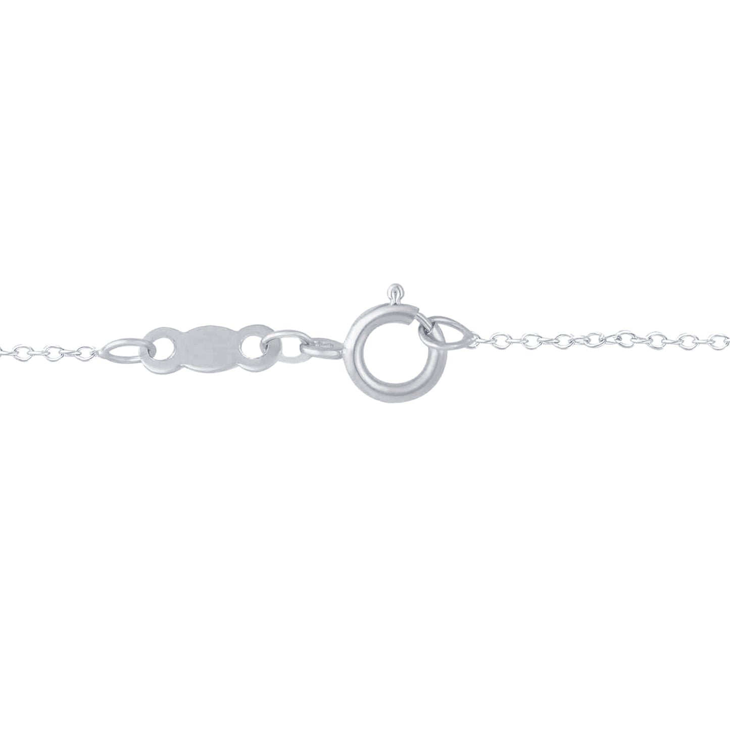 Kallati 1/3 ct. tw. Princess Cut & Baguette Diamond Chevron Bar Necklace in 14K White Gold close-up detail
