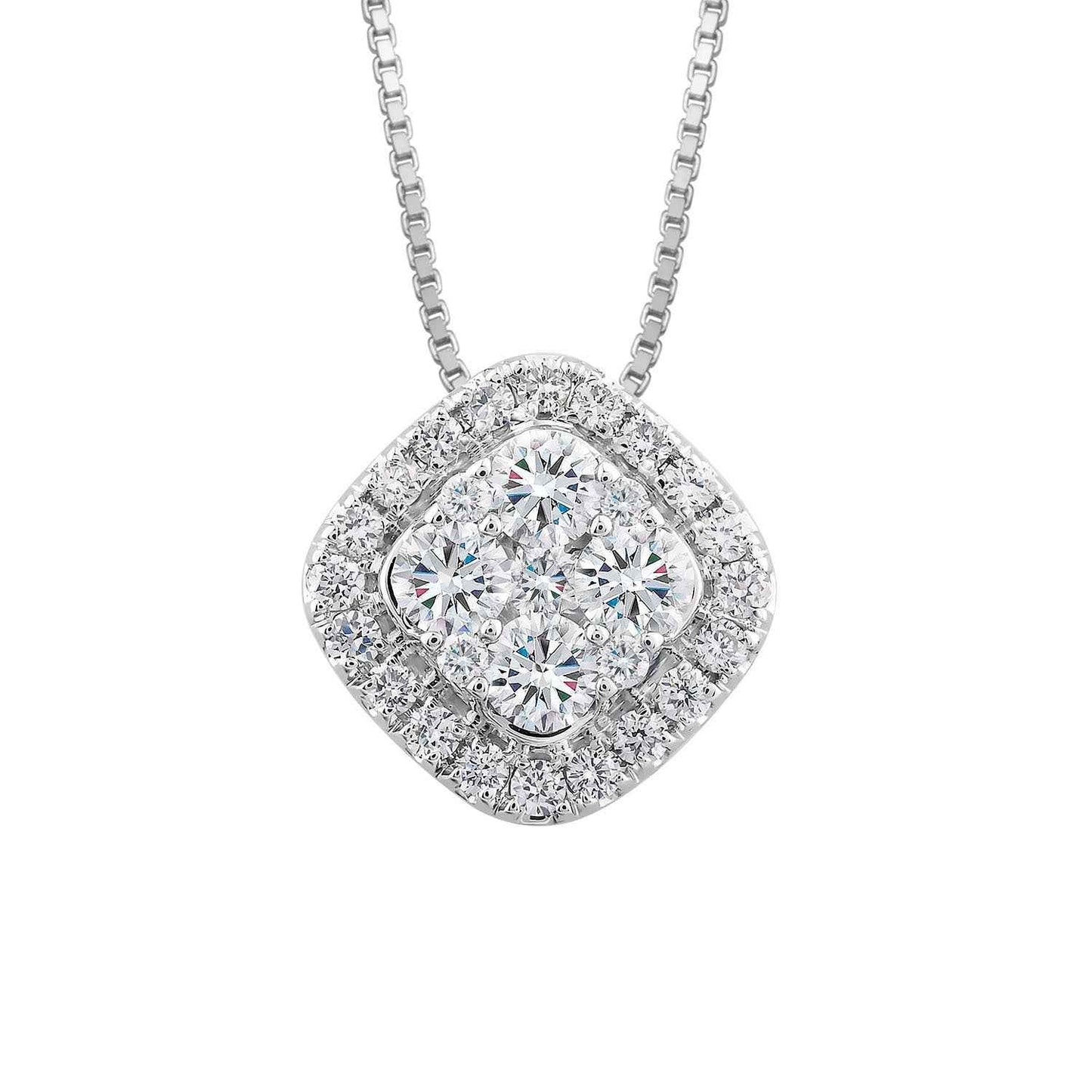 Adamante 3/4 ct. tw. Lab-Grown Diamond Cluster Pendant in 14K White Gold
