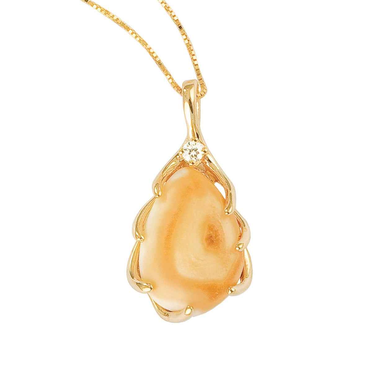 Ladies' Elk Ivory .05 ct. tw. Round Prong Set Diamond Necklace in 10K Yellow Gold - I20087D Sonoma