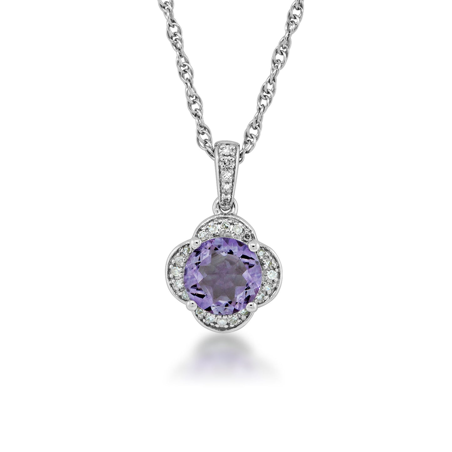 Brazilian Amethyst and .07 ct. tw. Diamond Pendant in Sterling Silver