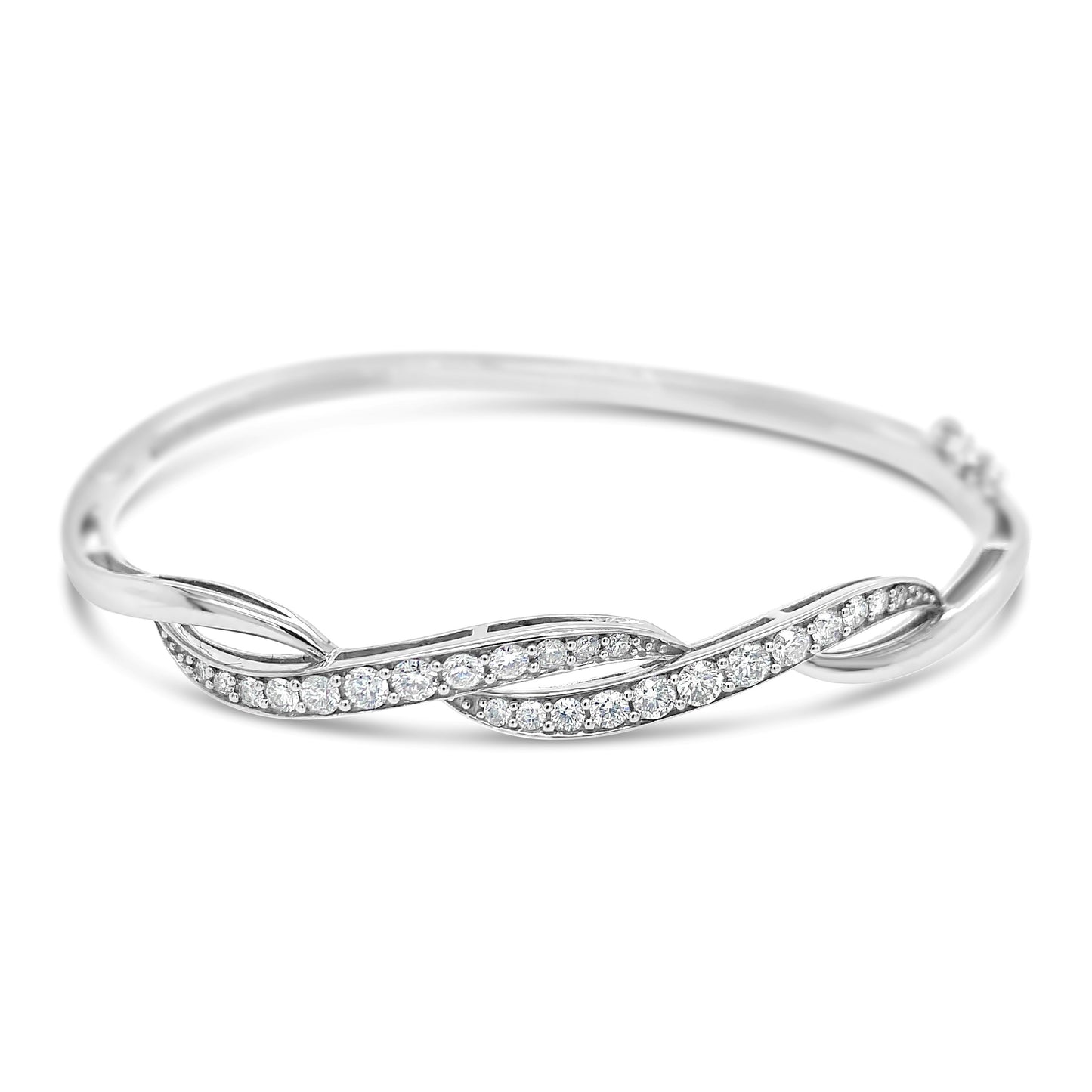 3/4 ct. tw. Diamond Twist Bangle Bracelet in 14K White Gold