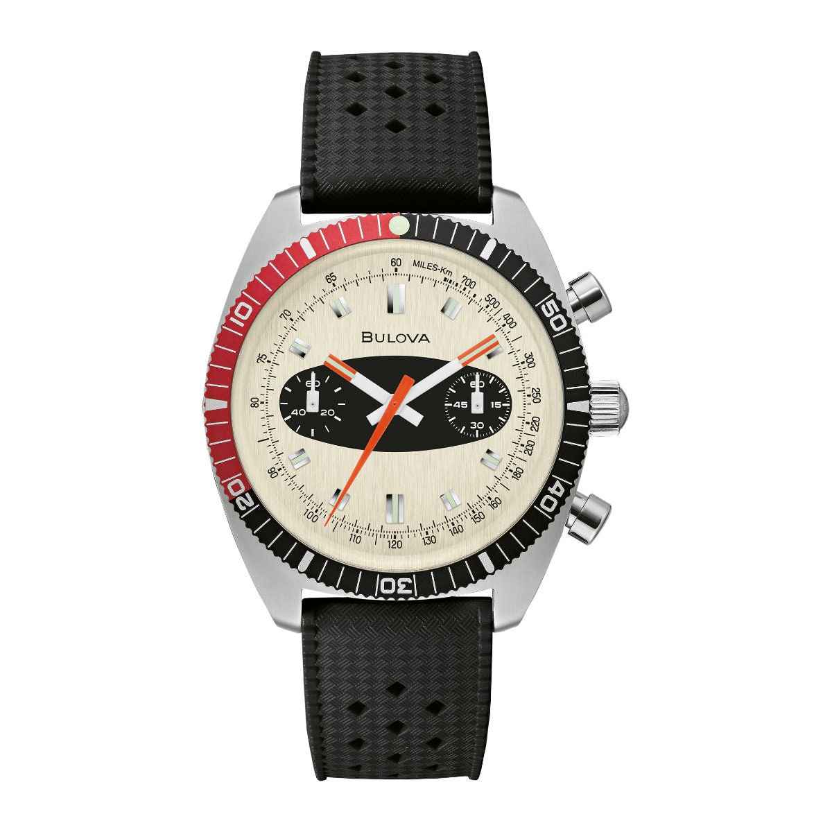 Bulova Men's Chronograph A Stainless Steel Watch with Black Silicone Strap
