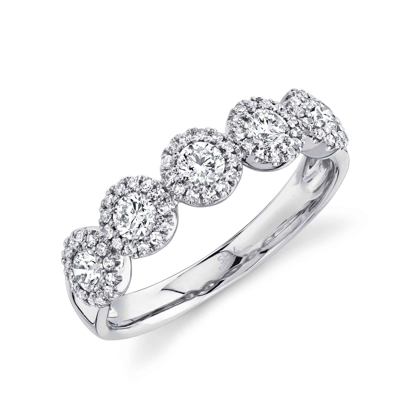 Shy Creation 3/4 ct. tw. Round Diamond Halo Fashion Ring in 14K White Gold