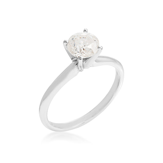 1 ct. tw. Round Brilliant Diamond Solitaire Engagement Ring in 14K White Gold front view