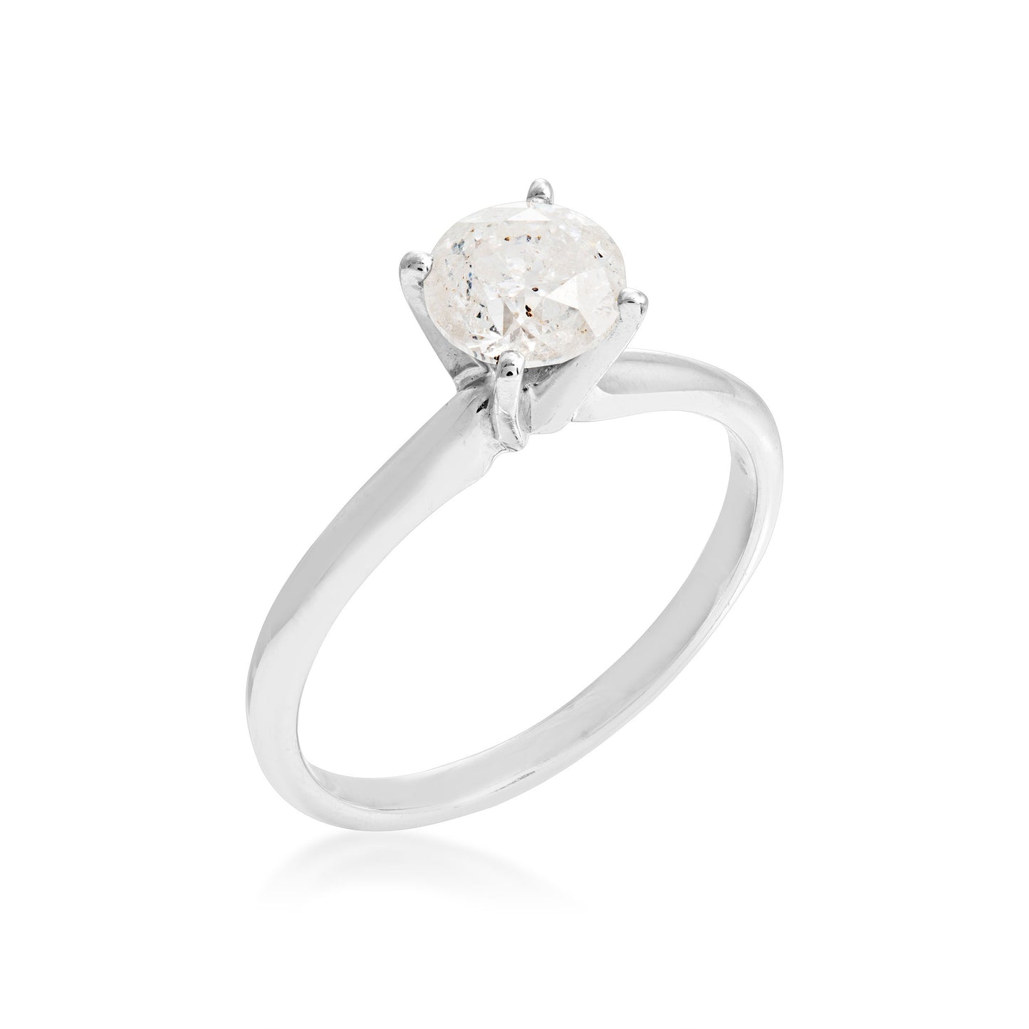 1 ct. tw. Round Brilliant Diamond Solitaire Engagement Ring in 14K White Gold front view