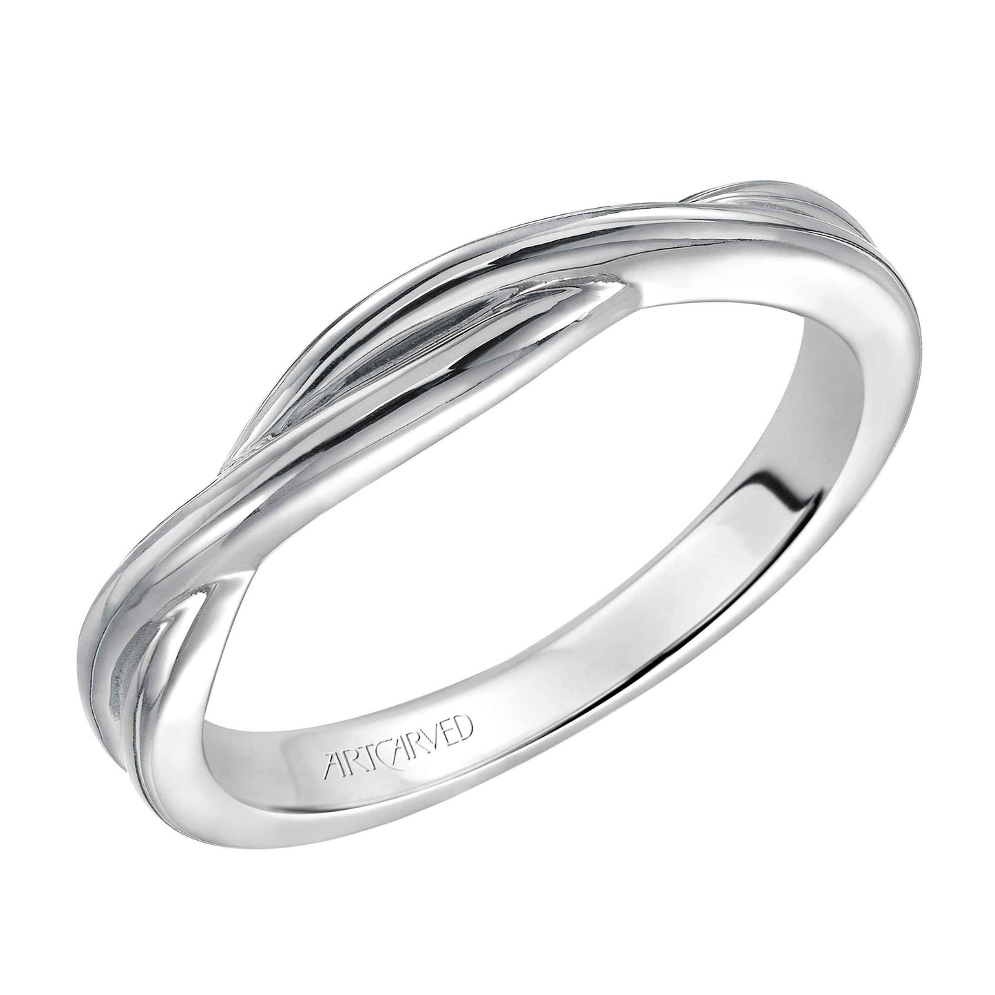 ArtCarved Twisted Wedding Band in 14K White Gold front view