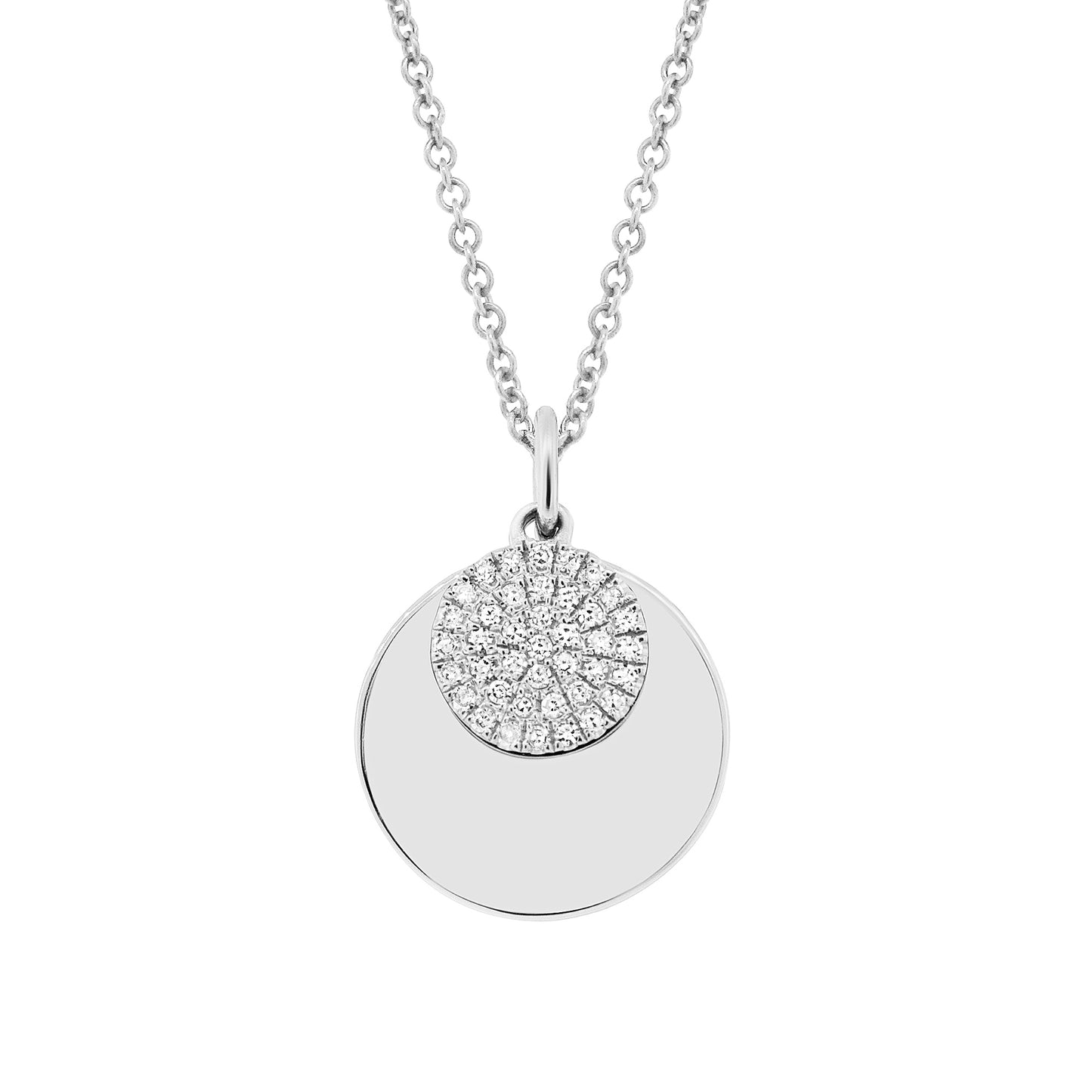 Shy Creation 1/10 ct. tw. Diamond Paved Medallion Fashion Pendant in 14K White Gold