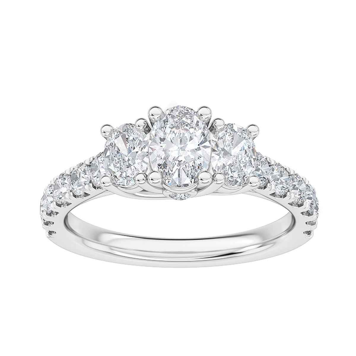 Adamante 1-1/2 ct. tw. 3-Stone Lab-Grown Diamond Oval Engagement Ring in 14K White Gold