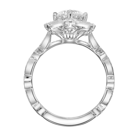 ArtCarved Vintage 1/3 ct. tw. Diamond Square Halo Accent Semi-Mount Engagement Ring with Milgrain Detailing close-up detail