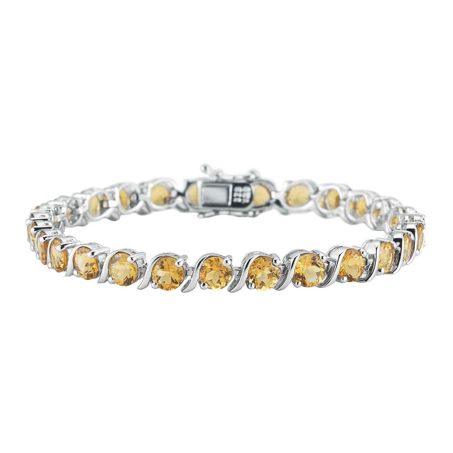 Genuine Round 5mm Citrine Bracelet in Sterling Silver
