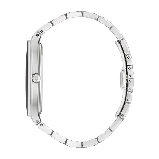 Bulova Men's Apollo Theater Stainless Steel Watch with Black Dial front view