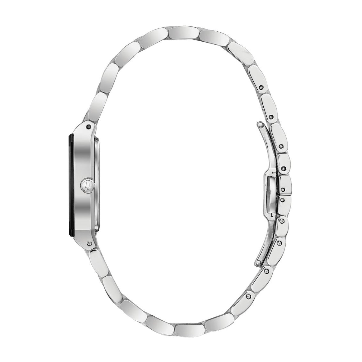 Bulova Ladies' Quadra Stainless Steel Watch with Black Dial front view