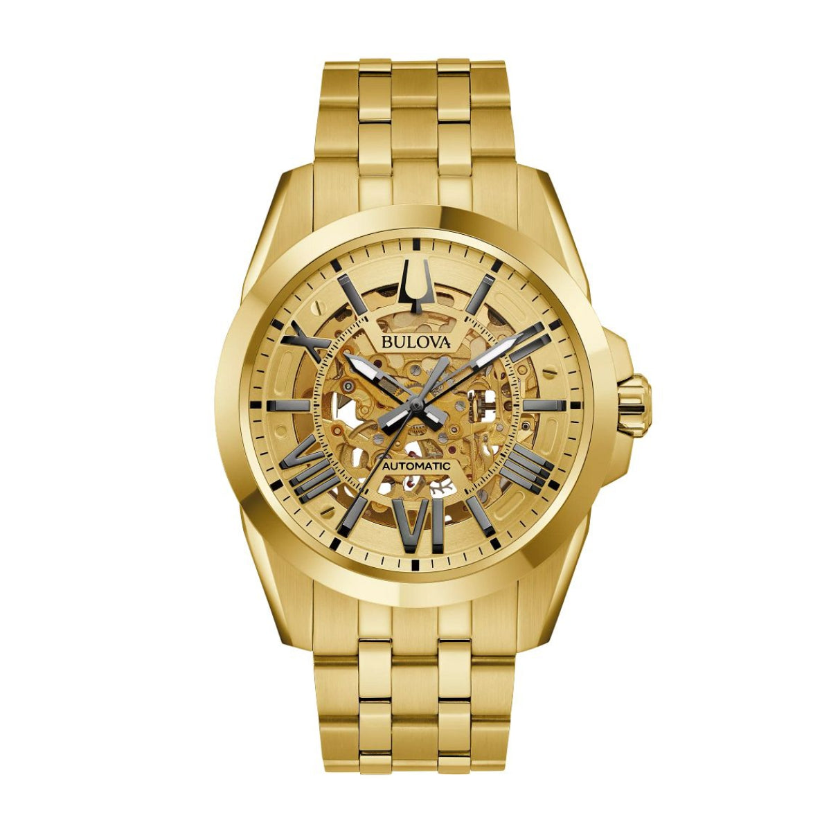 Bulova Men's Sutton Gold-Tone Stainless Steel Watch with Open Aperture Champagne Dial
