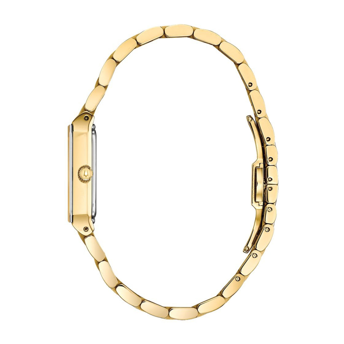 Bulova Ladies' Quadra Gold-Tone Stainless Steel Watch with Champagne Dial front view