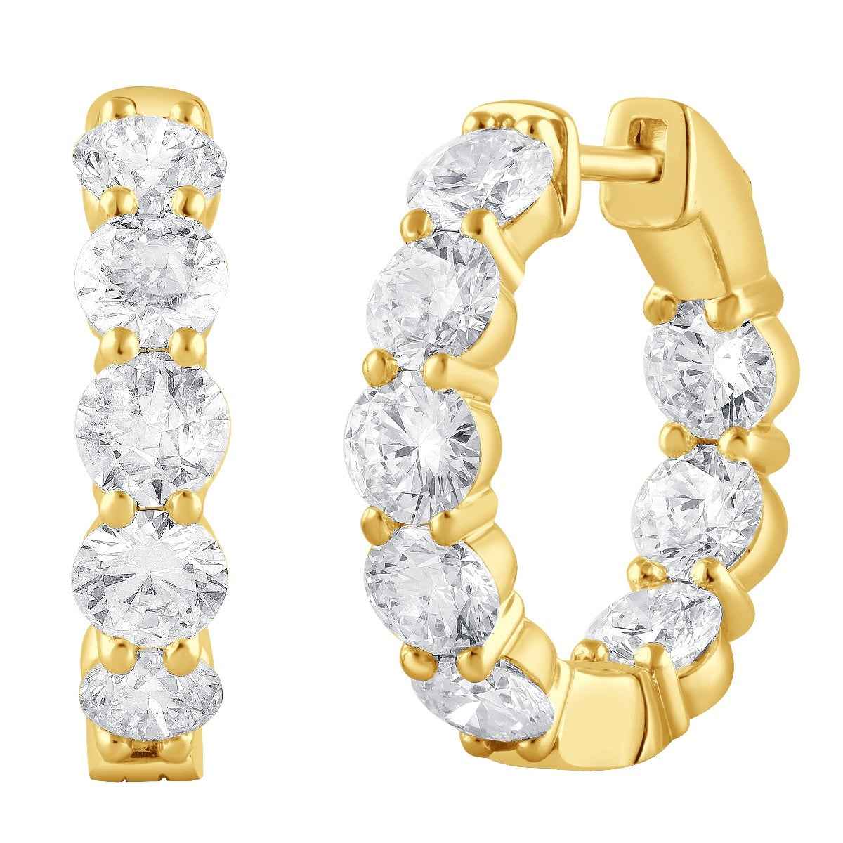 Adamante 5 ct. tw. Lab-Grown Diamond Inside Out Hoop Earrings in 14K Yellow Gold