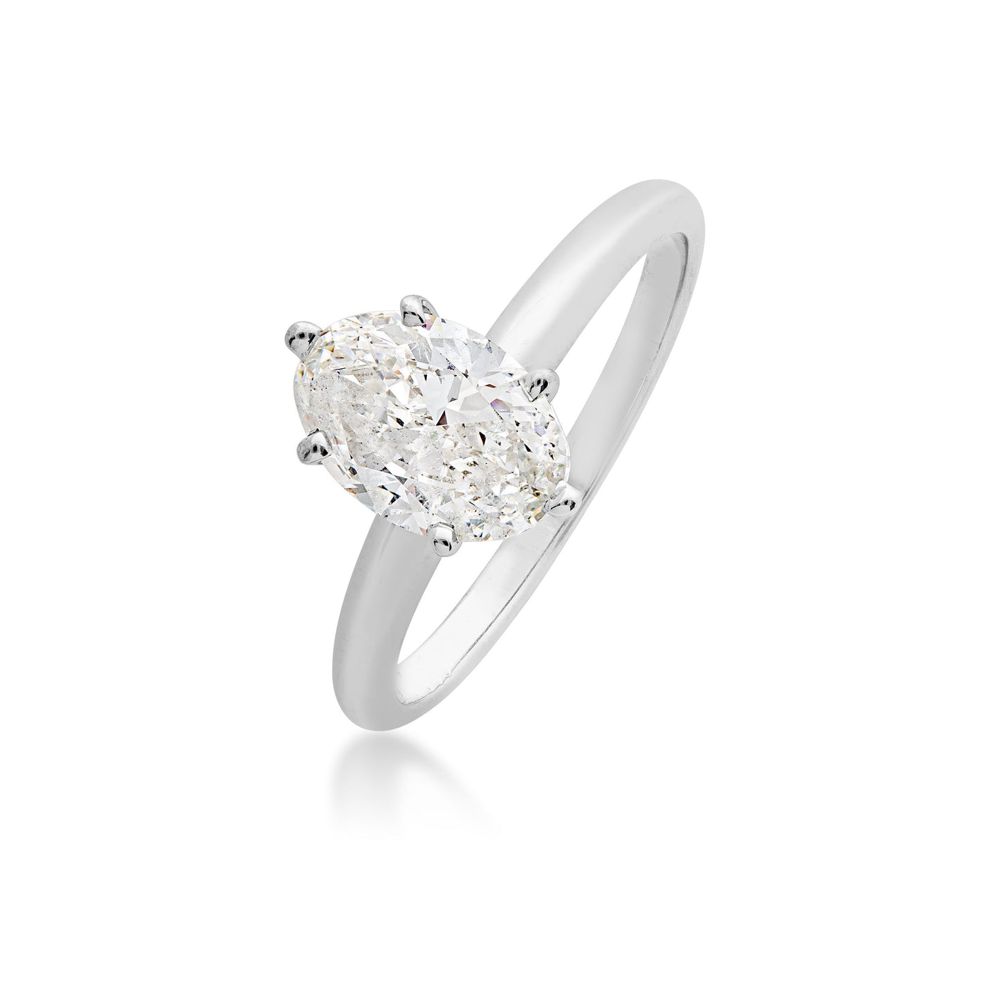 Natural 1-1/2 ct. tw. Oval Diamond Solitaire Engagement Ring in 14K White Gold front view