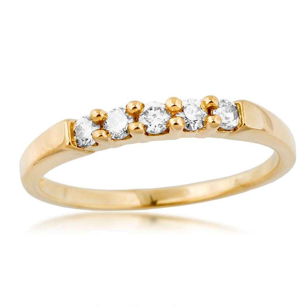 1/4 ct. tw. 5-Stone Round Brilliant Diamond Prong-Set Anniversary Band in 10K Yellow Gold - W 1590D