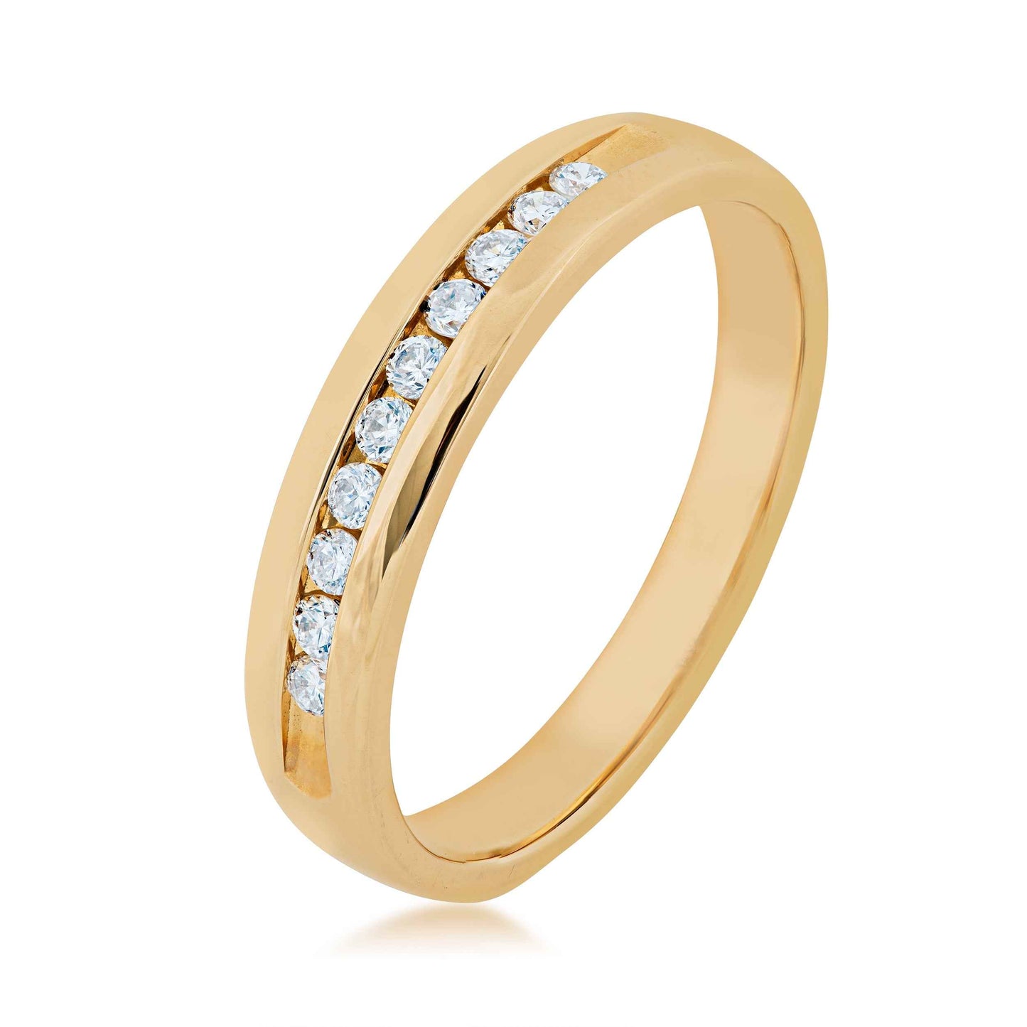 1/4 ct. tw. Channel-Set Diamond Wedding Band in Polished 10K Yellow Gold front view