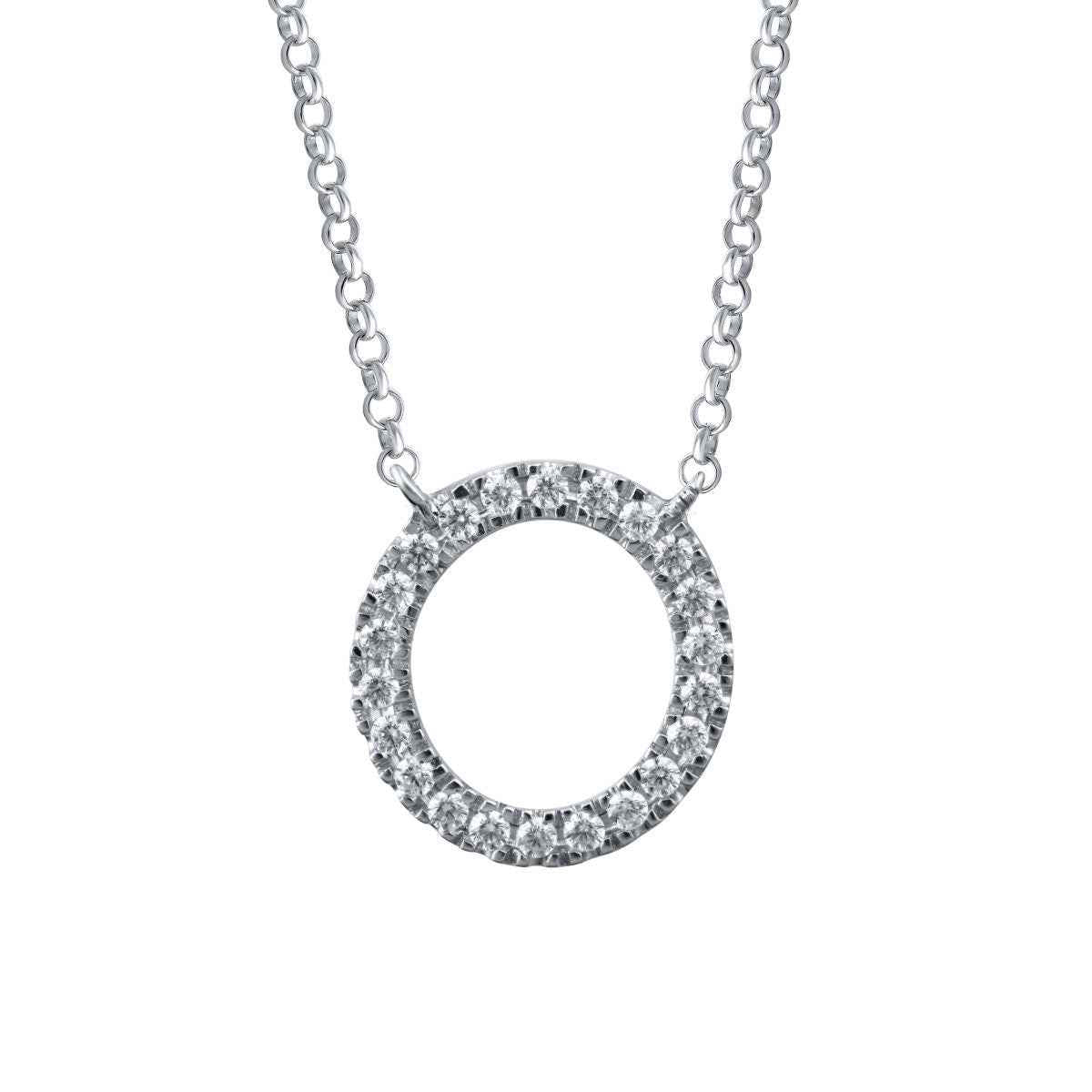 1/10 ct. tw. Diamond Letter O 10mm Pendant in 10K White Gold