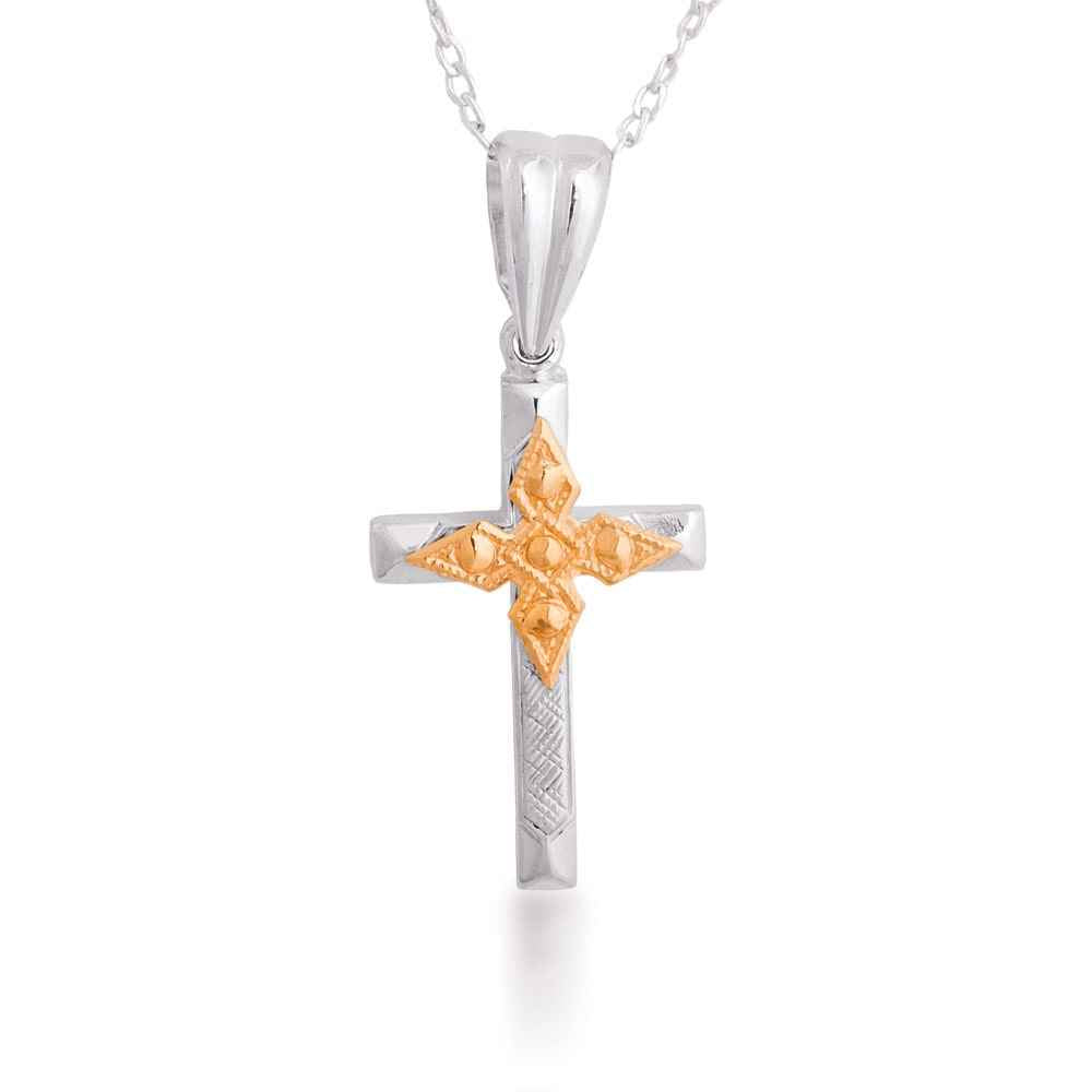 Sterling Silver and Yellow Gold Cross Pendant