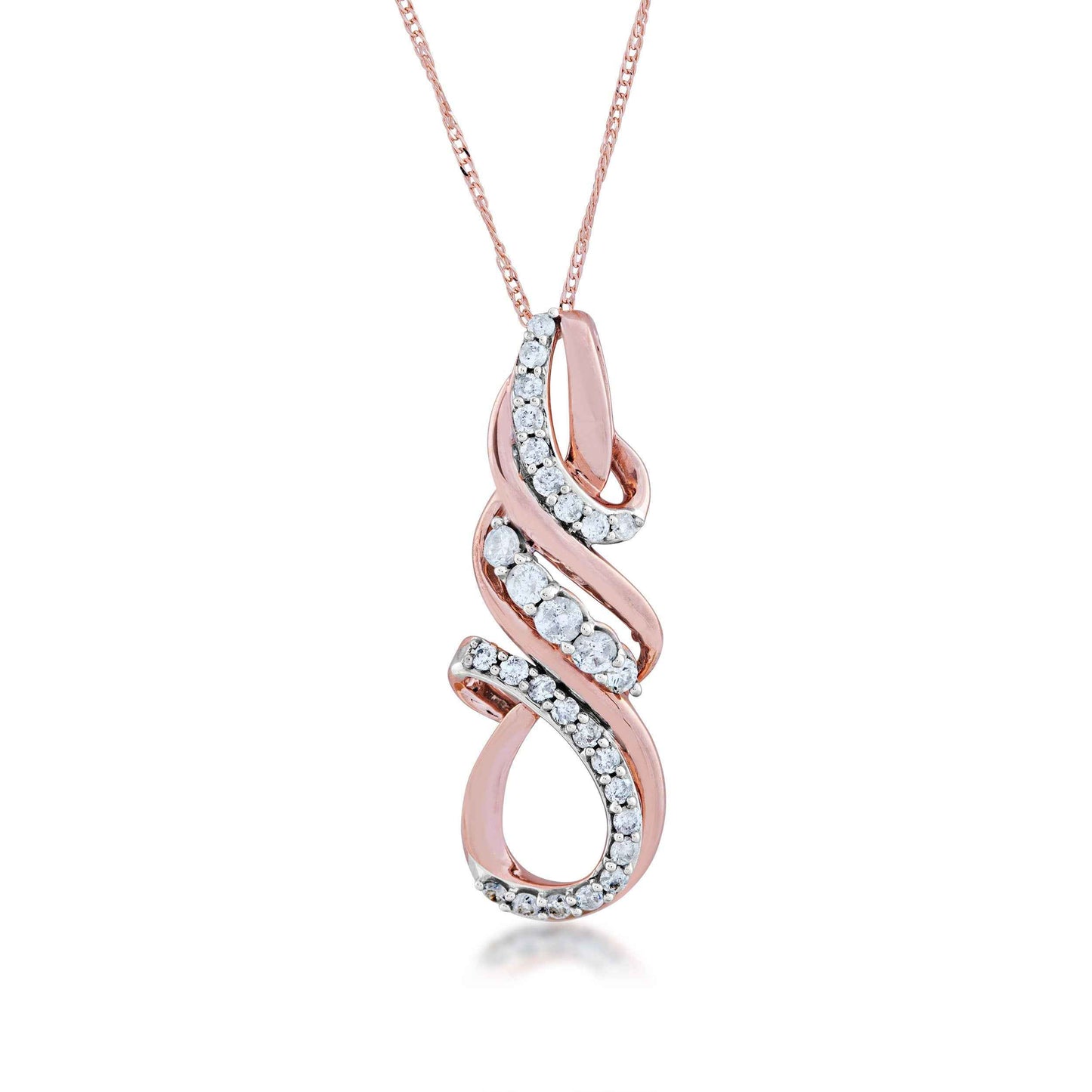 1/4 ct. tw. Diamond Fashion Twist Pendant in 10K Pink Gold