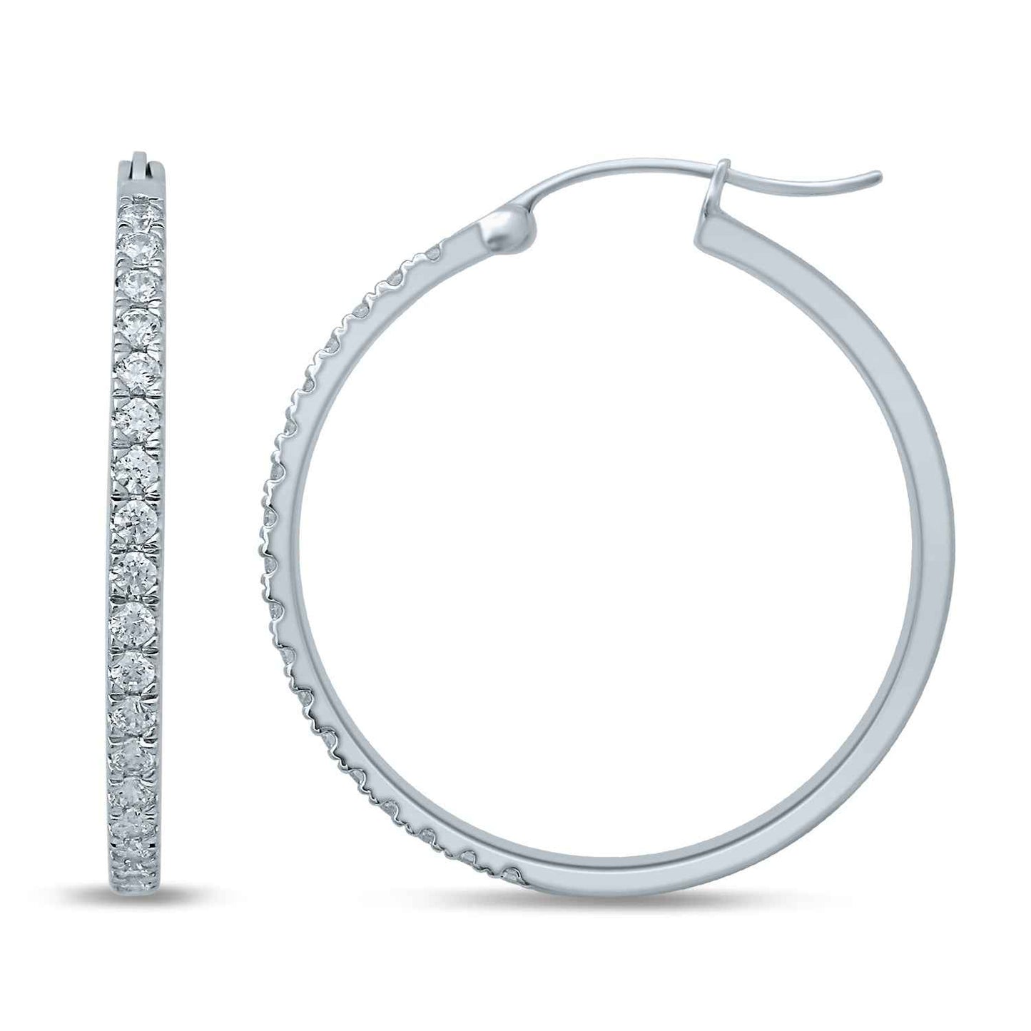 3/4 ct. tw. Diamond Hoop Earrings in 10K White Gold