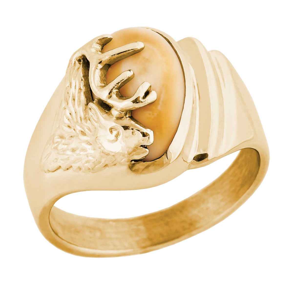 Ladies' Elk Ivory Ring in 14K Yellow Gold - I41773 Saratoga