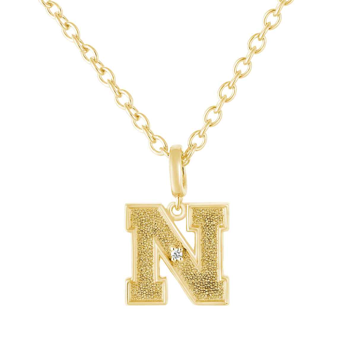 Collegiate Collection Diamond Accent Nebraska Pendant in 14K Yellow Gold Plated Sterling Silver