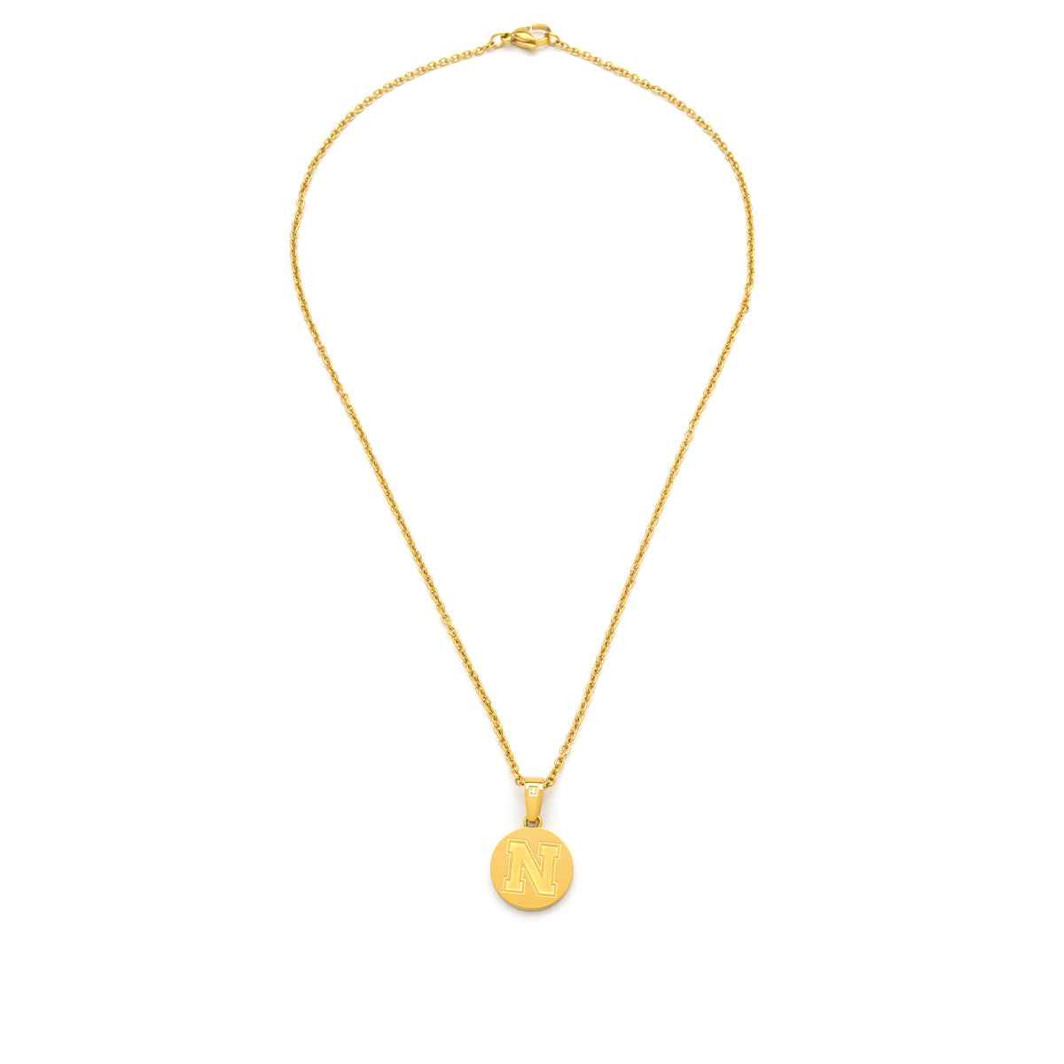 Collegiate Collection Diamond Accent Nebraska Pendant in Gold-Tone Ion Plated Stainless Steel