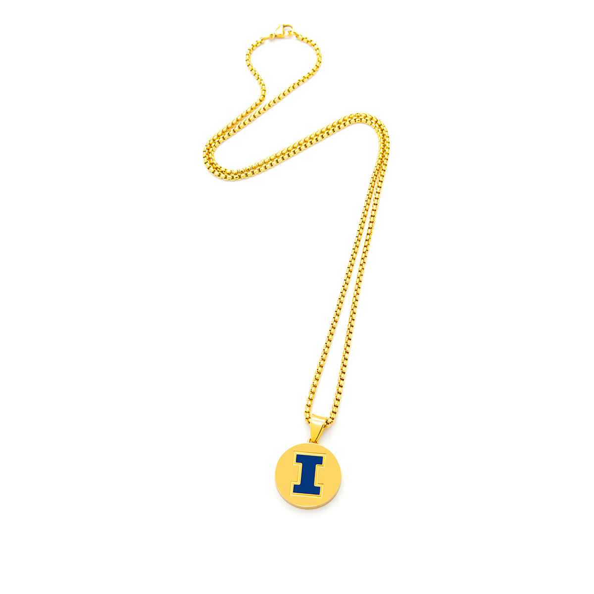 Collegiate Collection Men's Blue Illinois Disc Pendant in Gold-Tone Ion Plated Stainless Steel