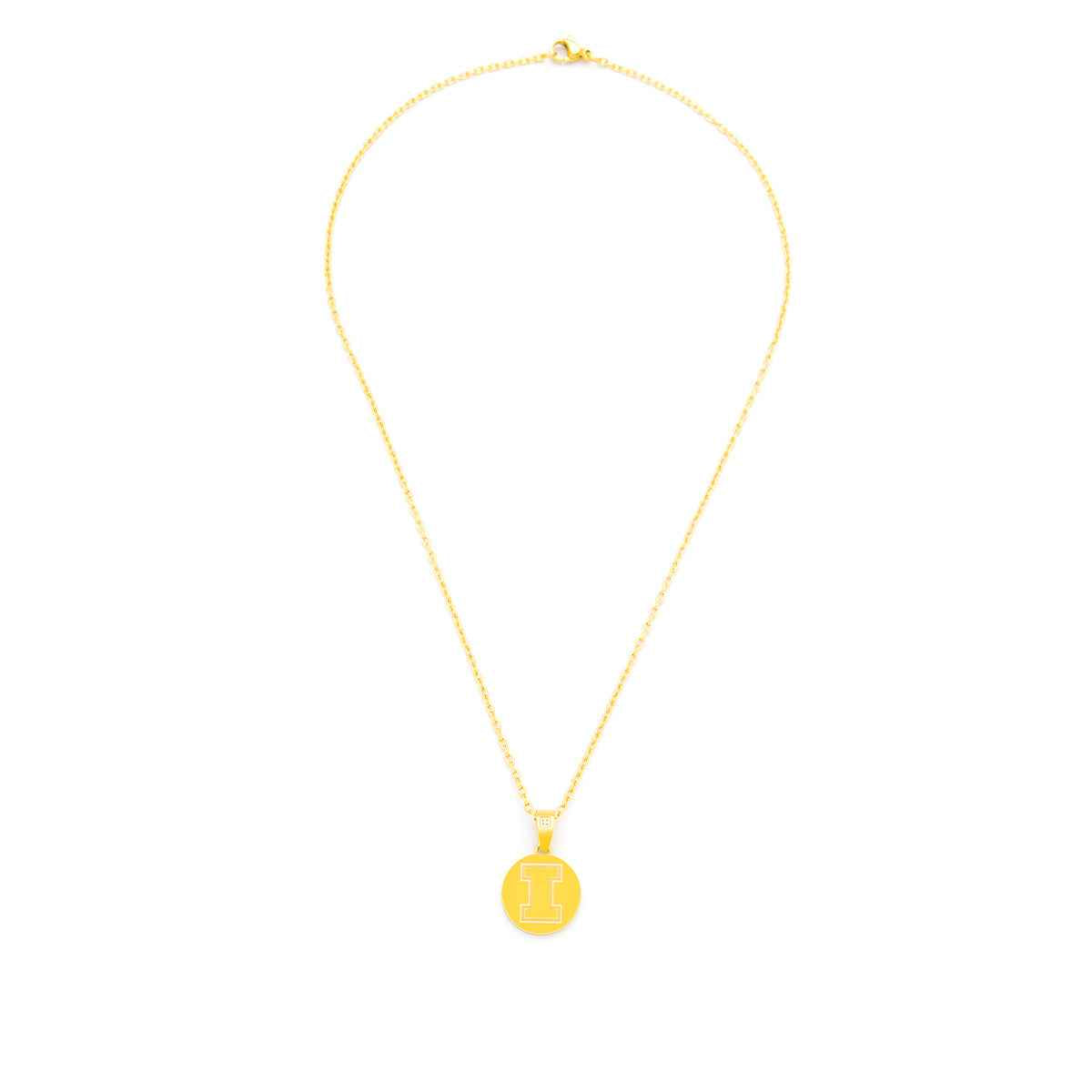 Collegiate Collection Cubic Zirconia Accent Illinois Disc Pendant in Gold-Tone Ion Plated Stainless Steel