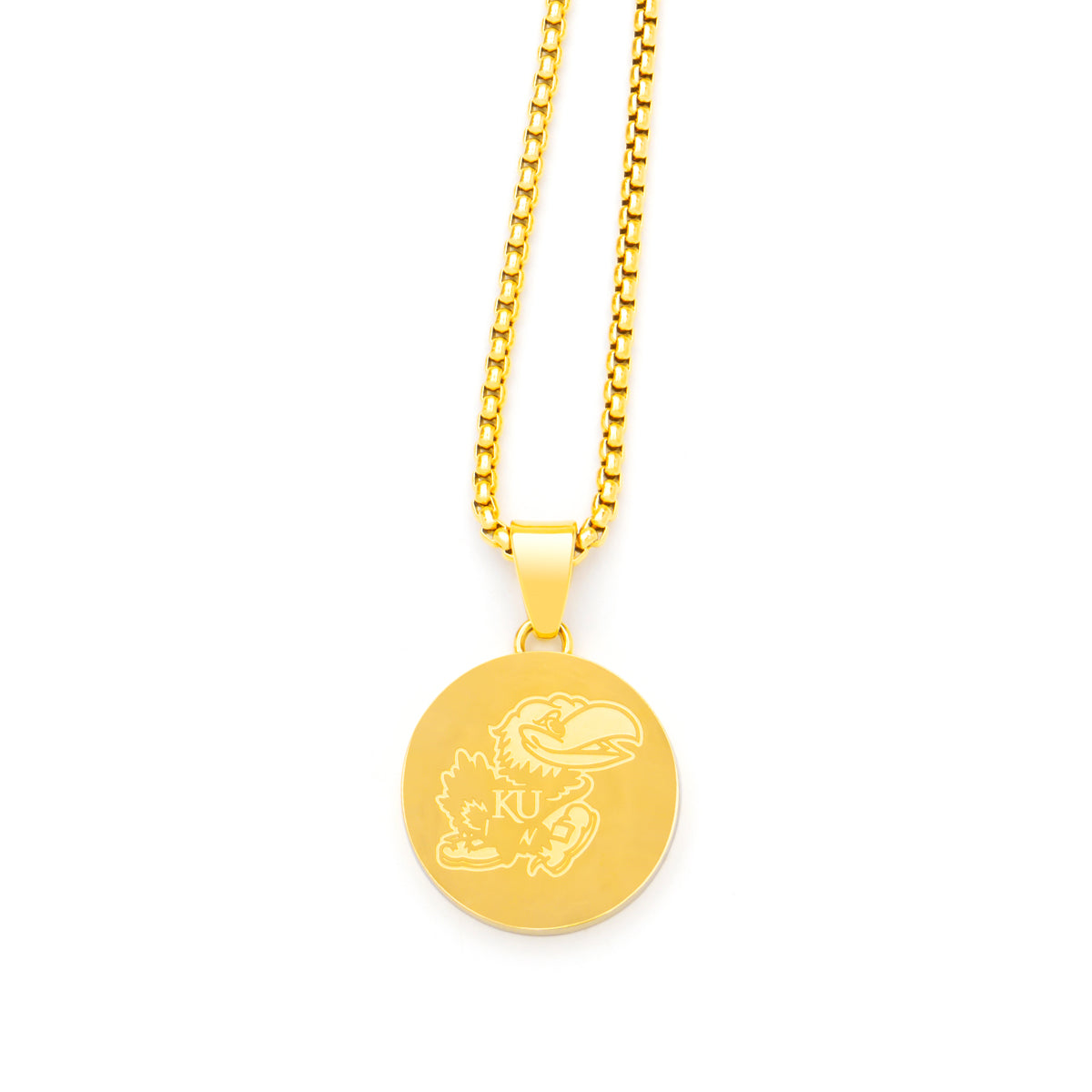 gold KU disc pendant