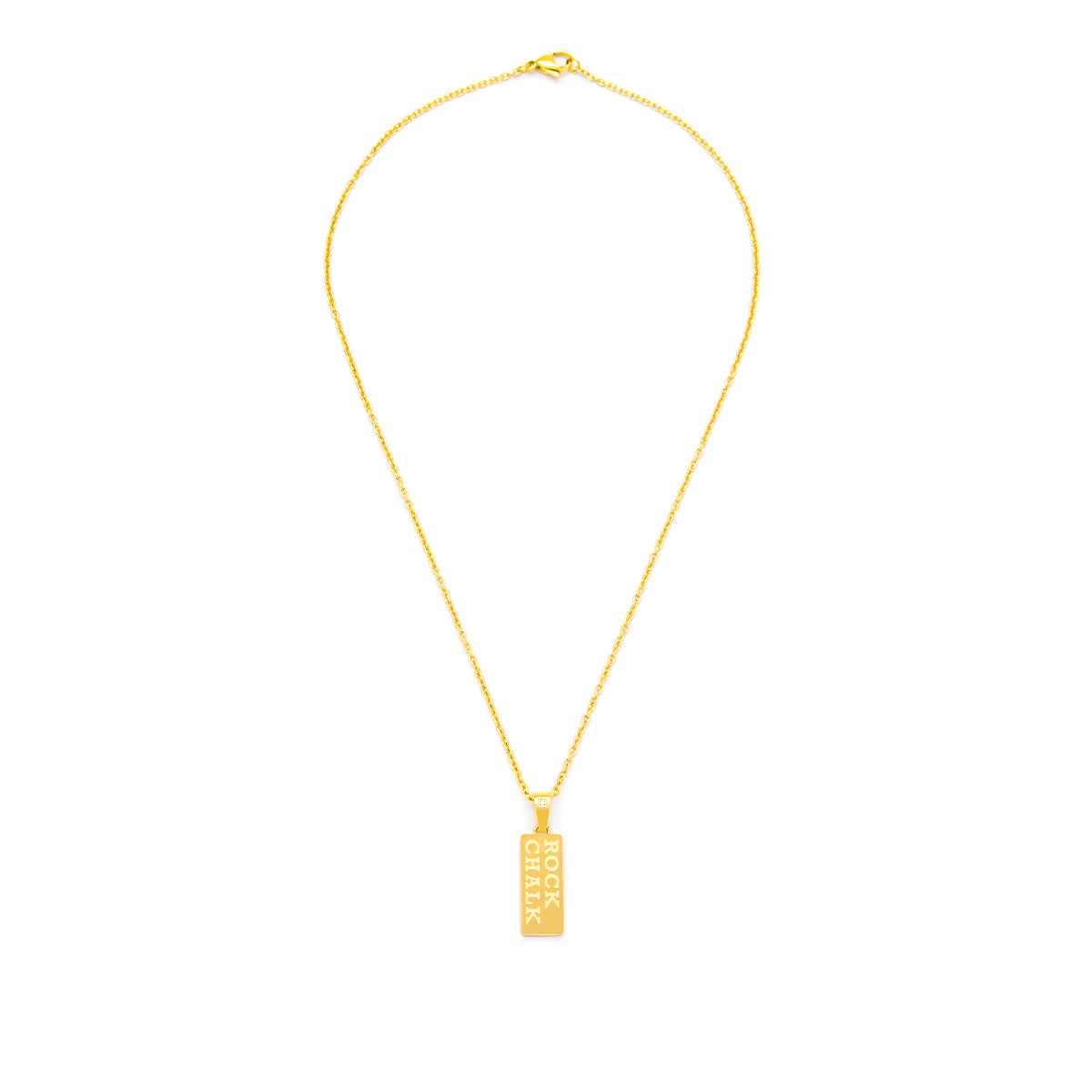 Collegiate Collection Cubic Zirconia Accent Kansas Virtical Bar Pendant in Gold-Tone Ion Plated Stainless Steel
