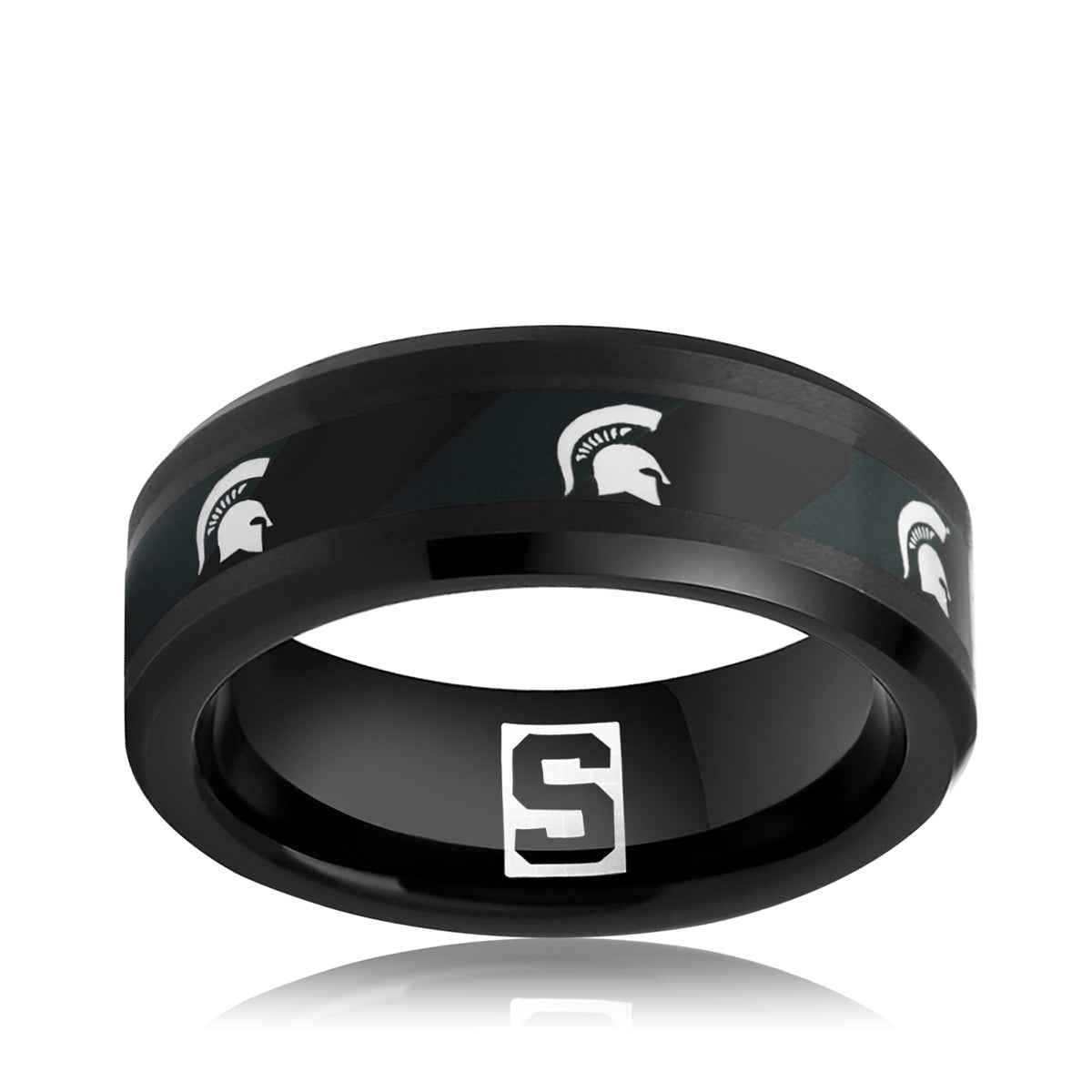 Collegiate Collection Men's 8mm Michigan State Spartans Ring in Black Tungsten