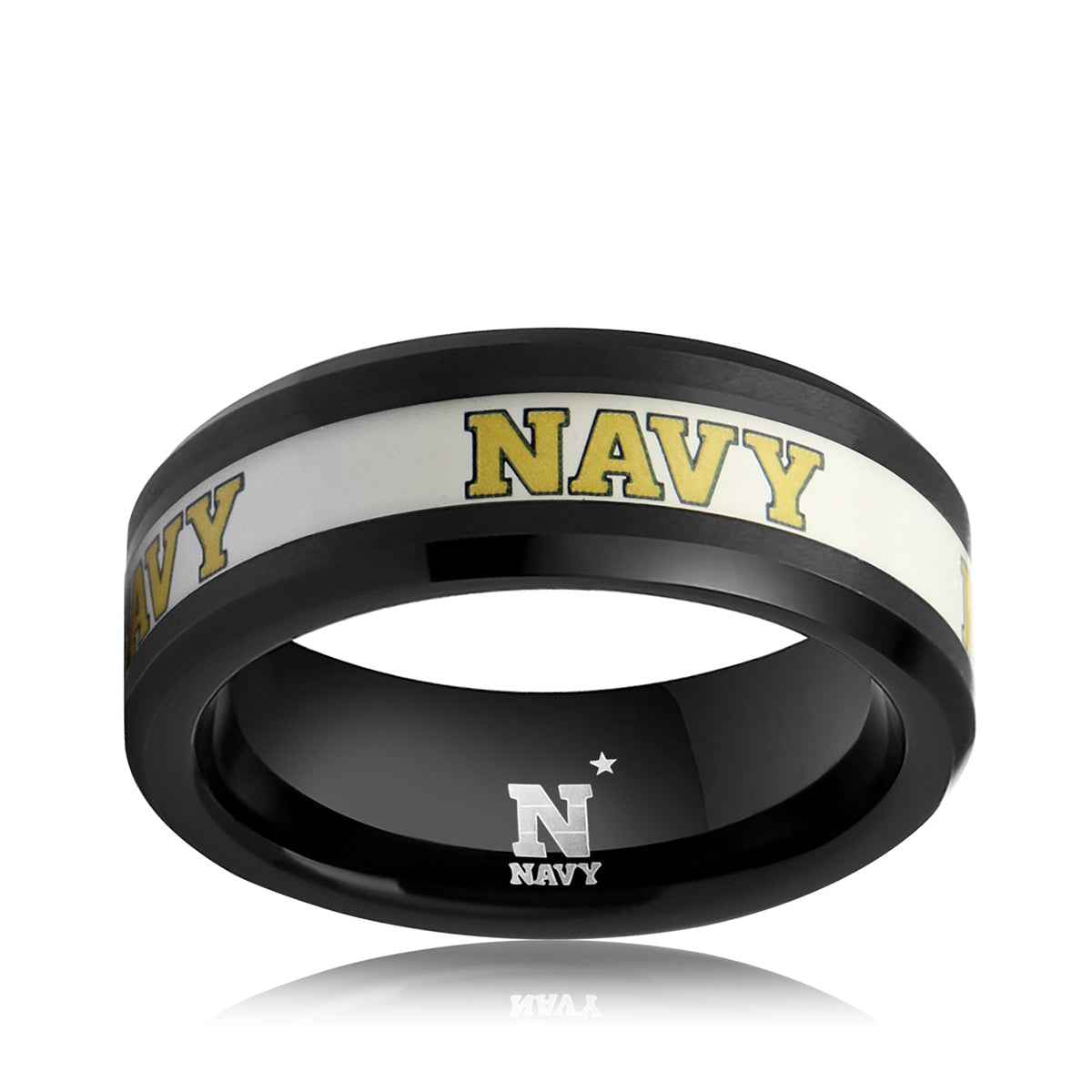 Collegiate Collection Men's 8mm US Naval Academy Navy Ring in Black Tungsten