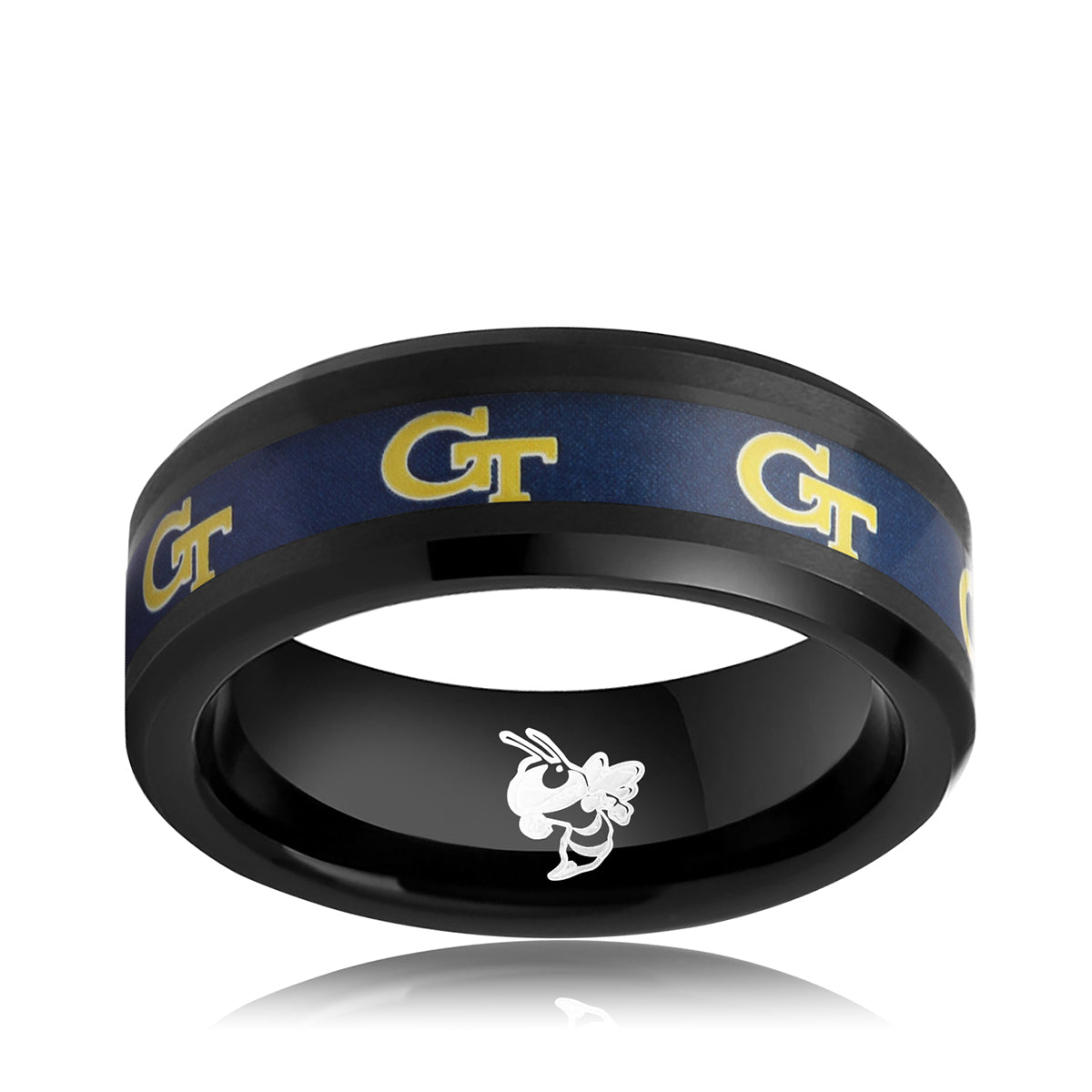 navy and yellow Georgia tech ring